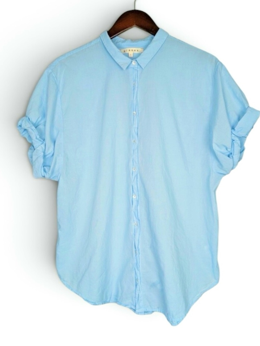 XIRENA Blue Cotton Channing Shirt - Picture 6 of 9